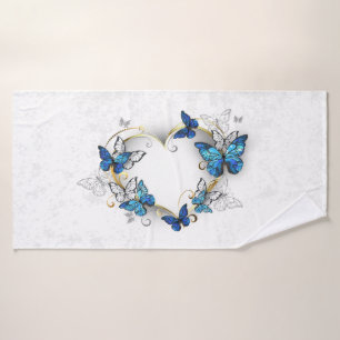Jewellery Heart with Butterflies Morpho Bath Towel