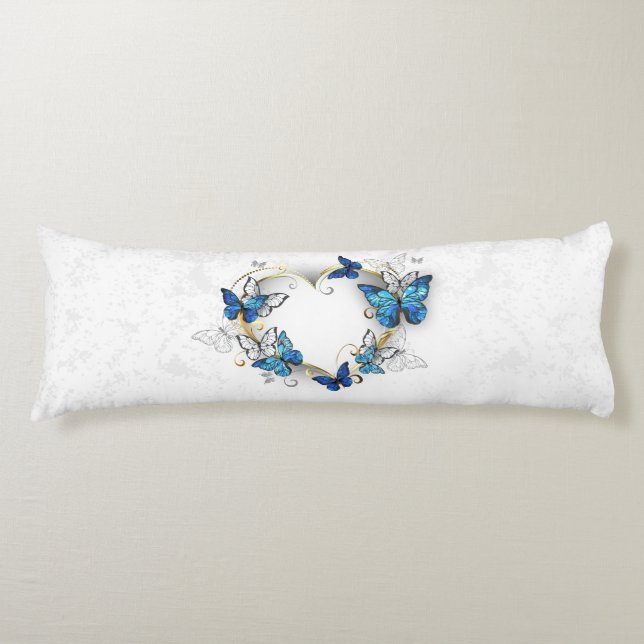 Jewellery Heart with Butterflies Morpho Body Cushion (Front)