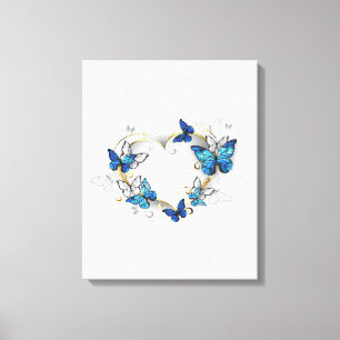 Jewellery Heart with Butterflies Morpho Canvas Print