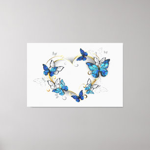 Jewellery Heart with Butterflies Morpho Canvas Print