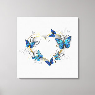 Jewellery Heart with Butterflies Morpho Canvas Print