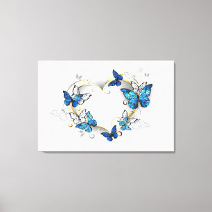 Jewellery Heart with Butterflies Morpho Canvas Print