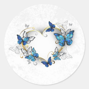 Jewellery Heart with Butterflies Morpho Classic Round Sticker