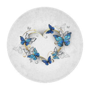 Jewellery Heart with Butterflies Morpho Cutting Board