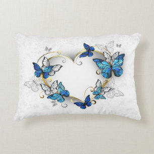 Jewellery Heart with Butterflies Morpho Decorative Cushion