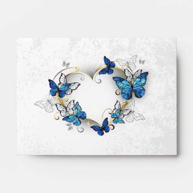 Jewellery Heart with Butterflies Morpho Envelope (Front)