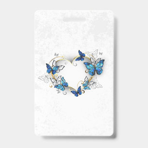 Jewellery Heart with Butterflies Morpho ID Badge