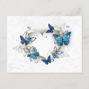 Jewellery Heart with Butterflies Morpho Invitation Postcard