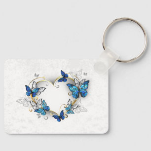 Jewellery Heart with Butterflies Morpho Key Ring