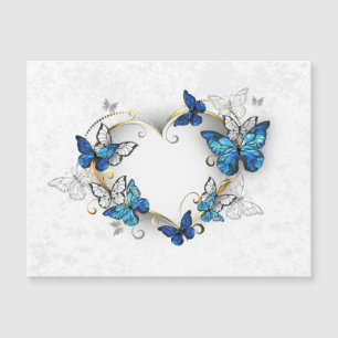 Jewellery Heart with Butterflies Morpho Magnetic Invitation