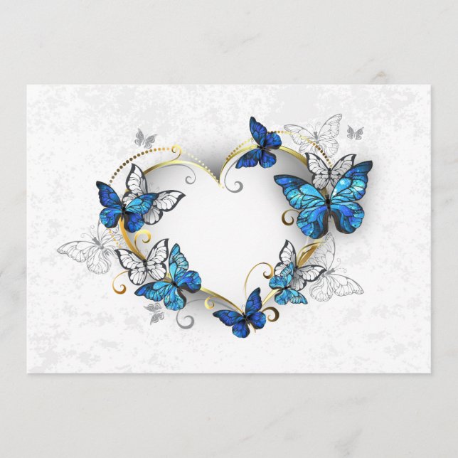 Jewellery Heart with Butterflies Morpho Menu (Front)