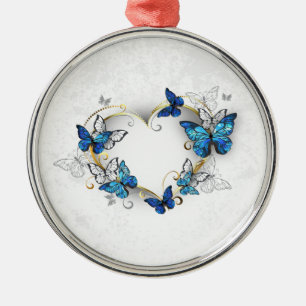 Jewellery Heart with Butterflies Morpho Metal Tree Decoration
