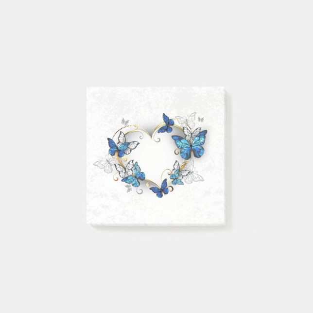 Jewellery Heart with Butterflies Morpho Post-it Notes (Front)