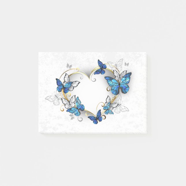 Jewellery Heart with Butterflies Morpho Post-it Notes (Front)