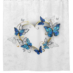 Jewellery Heart with Butterflies Morpho Shower Curtain
