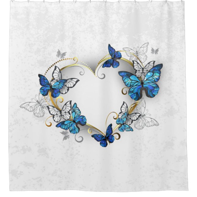 Jewellery Heart with Butterflies Morpho Shower Curtain (Front)
