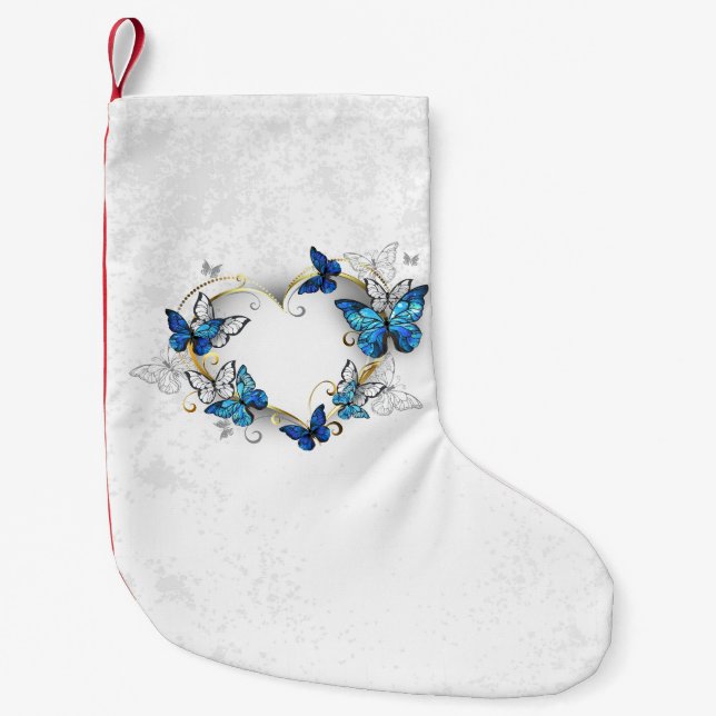Jewellery Heart with Butterflies Morpho Small Christmas Stocking (Front)