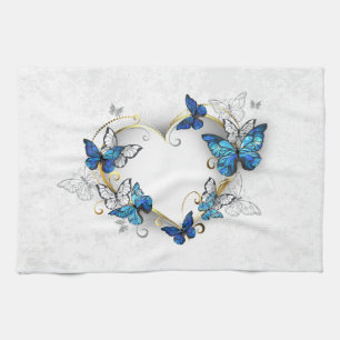 Jewellery Heart with Butterflies Morpho Tea Towel