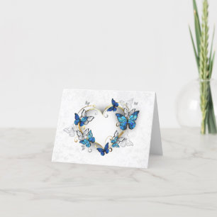 Jewellery Heart with Butterflies Morpho Thank You Card