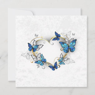 Jewellery Heart with Butterflies Morpho Thank You Card