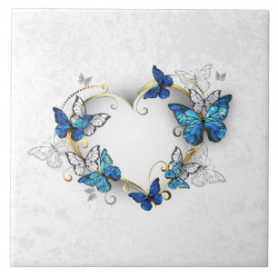 Jewellery Heart with Butterflies Morpho Tile