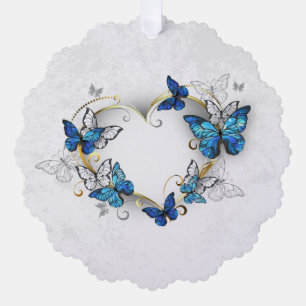 Jewellery Heart with Butterflies Morpho Tree Decoration Card