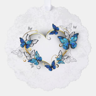 Jewellery Heart with Butterflies Morpho Tree Decoration Card