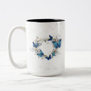 Jewellery Heart with Butterflies Morpho Two-Tone Coffee Mug