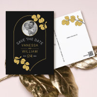 Jewellery inspired frame and leaves Save the Date