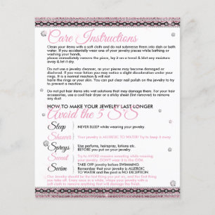 Jewellery Last Longer Care Instruction Tips Flyer