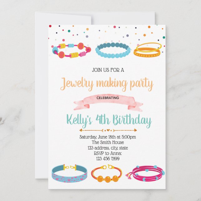 Jewellery making party invitation (Front)