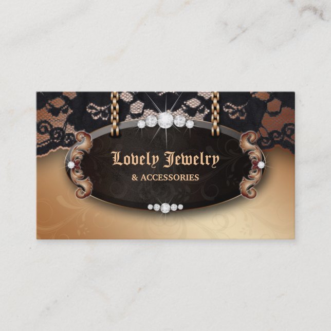 Jewellery N Lace Fashion Gold Business Card (Front)