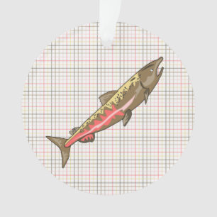 Jewellery - Pendant - Chinook Salmon on Plaid Ornament