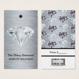 Jewellery Price Tags Diamond Silver with Barcode