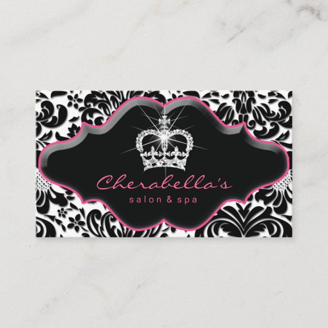 Jewellery Princess Crown Floral Damask Loyalty Car Card (Front)