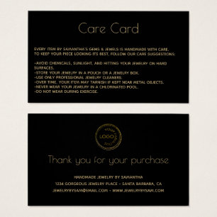Jewellery Product Black  Care Card 