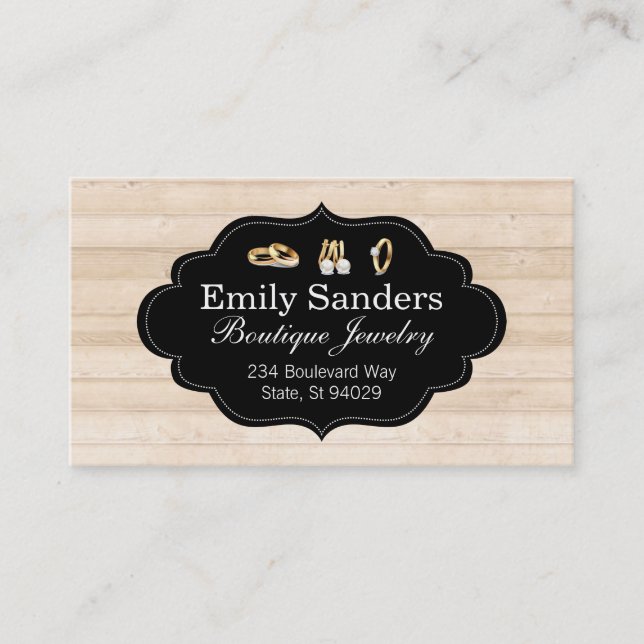 Jewellery | Rings | Gold | Gemstones Business Card (Front)