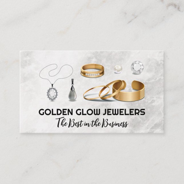 Jewellery | Rings Necklaces Gold Diamond Pearls Business Card (Front)