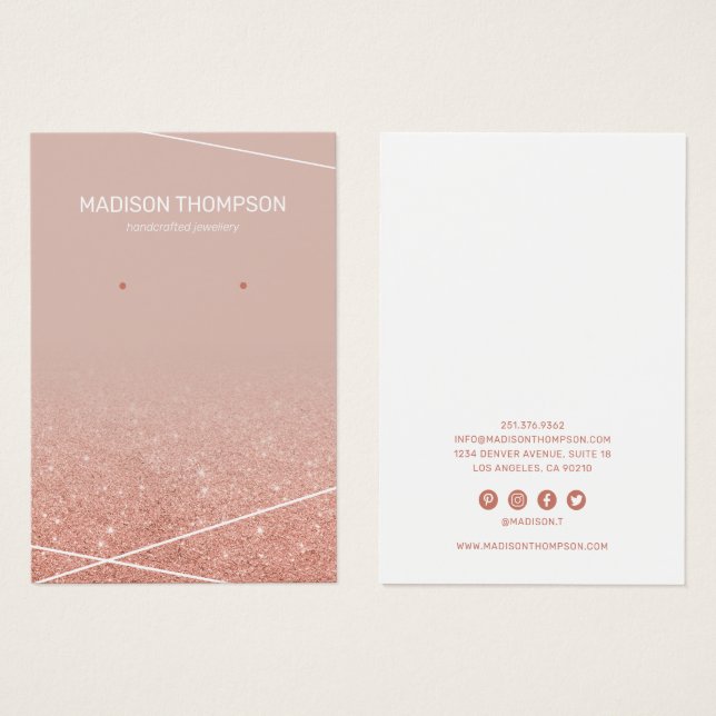 Jewellery Rose Gold Glitter Earring Display (Front & Back)