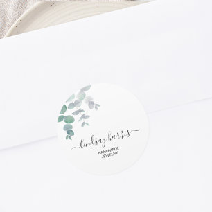 Jewellery Watercolor Eucalyptus Classic Round Sticker