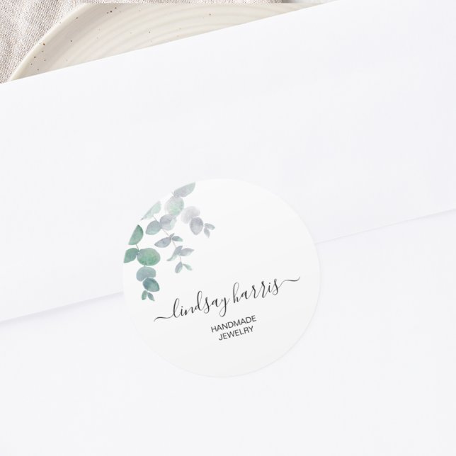 Jewellery Watercolor Eucalyptus  Classic Round Sticker (Creator Uploaded)