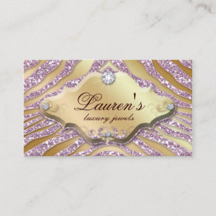 Jewellery Zebra Business Card Sparkle Pink Gold