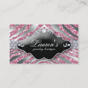 Jewellery Zebra Sparkle Pink Luxury SB Business Card