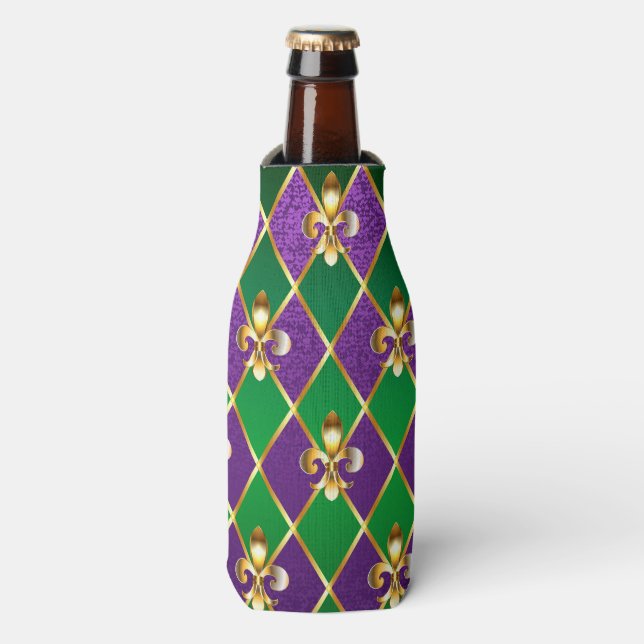 Jewelry Background Mardi Gras Bottle Cooler (Bottle Front)