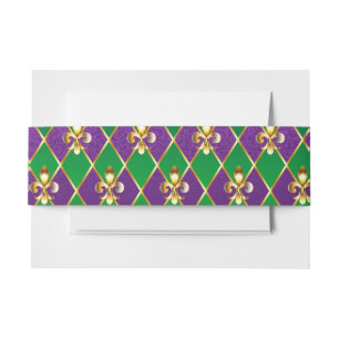 Jewelry Background Mardi Gras Invitation Belly Band