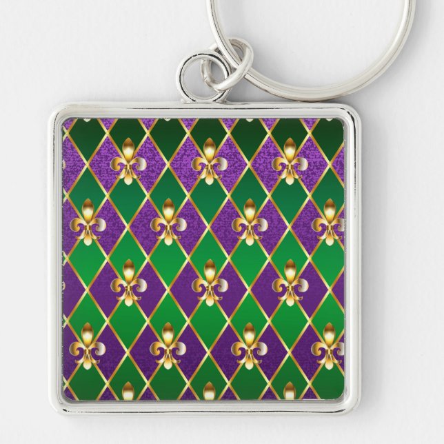 Jewelry Background Mardi Gras Key Ring (Front)