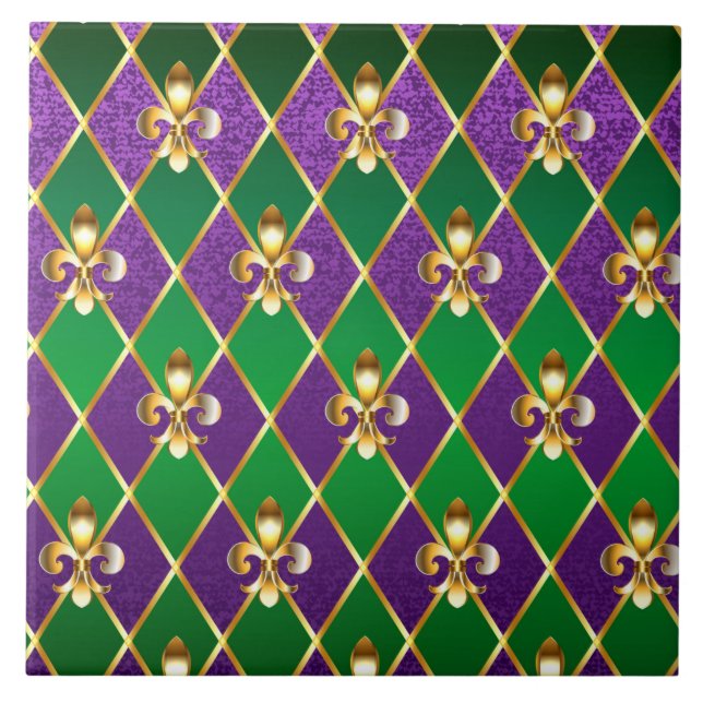 Jewelry Background Mardi Gras Tile (Front)