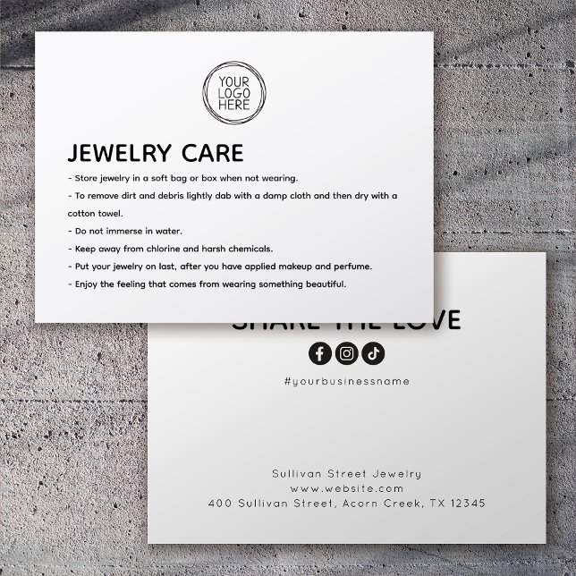 Jewelry Care Logo Share the Love Insert Card (Creator Uploaded)
