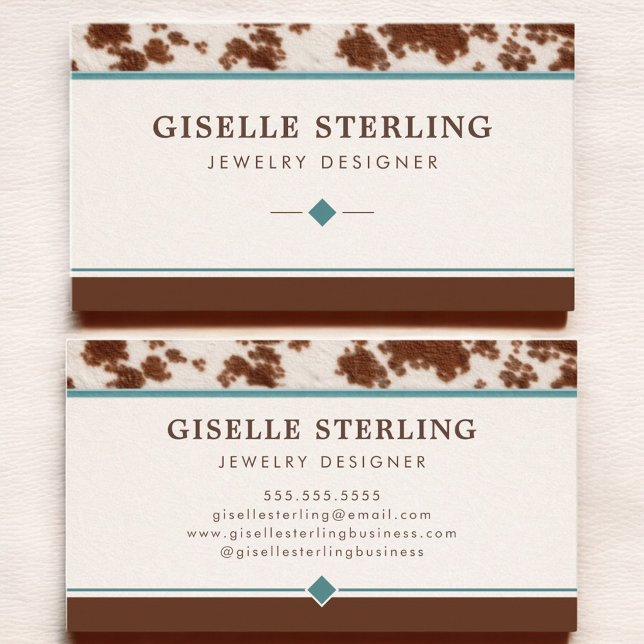 Jewelry Designer Rustic Cowhide Western Business Card (Creator Uploaded)