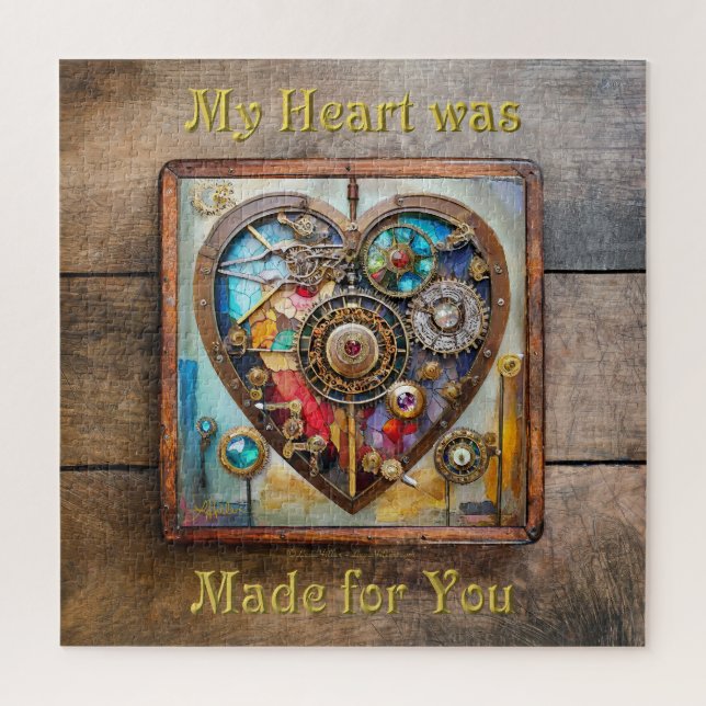 Jewels And Stained Glass Heart Steampunk Series Jigsaw Puzzle (Vertical)